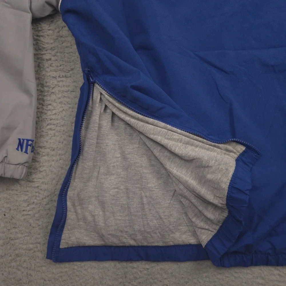 NFL Colts Pullover Jacket Mens‎ Large Blue Gray Lined V Neck Windbreaker Vintage